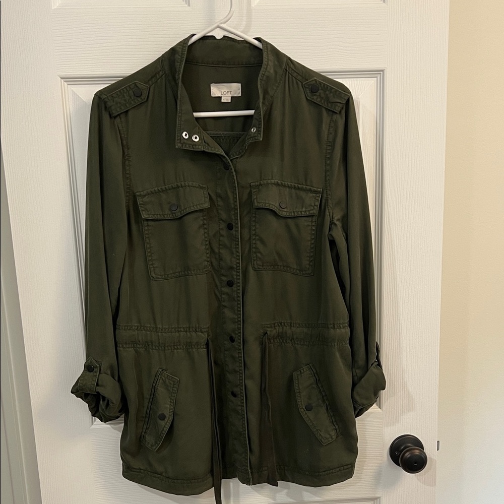 LOFT Olive Green Utility Jacket with Front Pockets